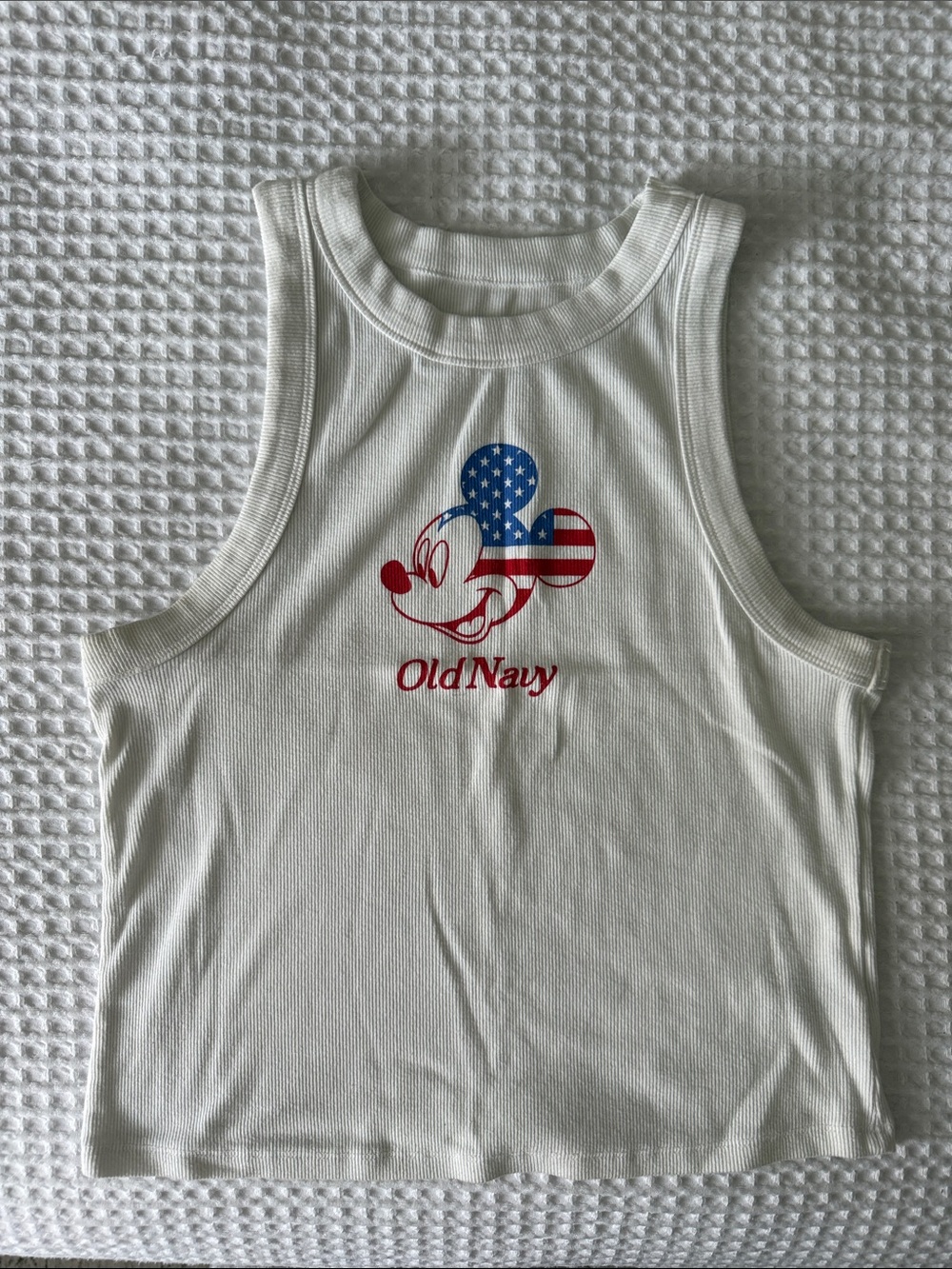 Old Navy White Tank with Red and Blue Mickey Graphic